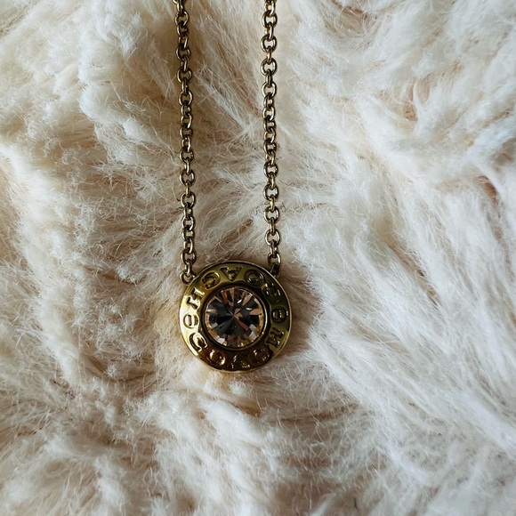 COACH Open Circle Necklace And Tea Rose Stud Earrings Set. - Picture 2 of 5